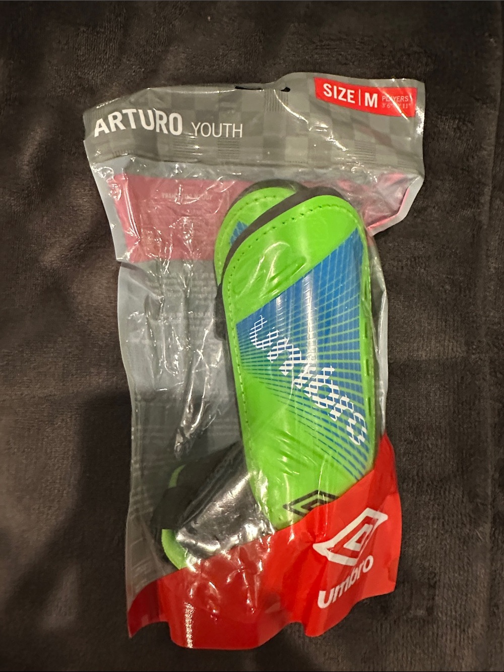 Umbro Youth Shin Guards - Neon Green & Blue
